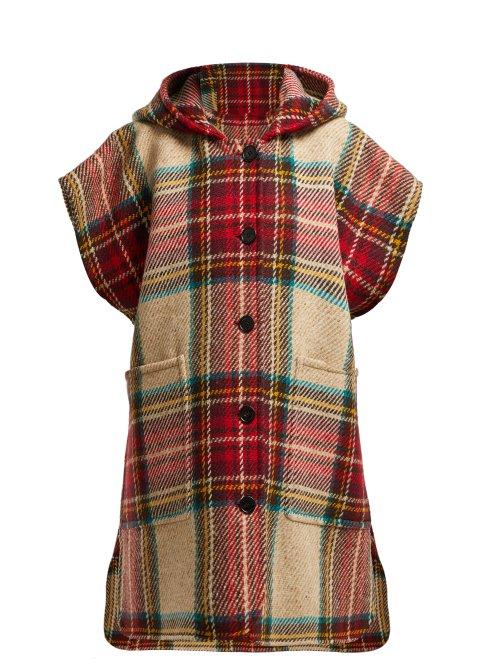 Matchesfashion.com Burberry - Hopefield Tartan Wool Hooded Cape - Womens - Red