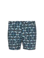 Dan Ward Leaf-print Solid Swim Shorts