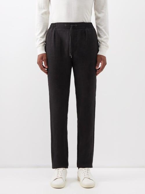 Ralph Lauren Purple Label - Drawstring-waist Linen Track Pants - Mens - Black
