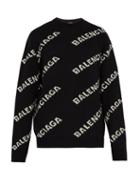 Matchesfashion.com Balenciaga - Logo Intarsia Sweater - Mens - Black White
