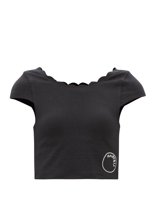 Marysia Sport - Iga Scalloped-edge Recycled-fibre Top - Womens - Black