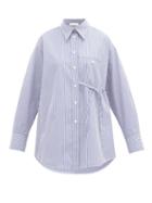 Matchesfashion.com Chlo - Side-tie Striped Cotton-poplin Shirt - Womens - Blue White