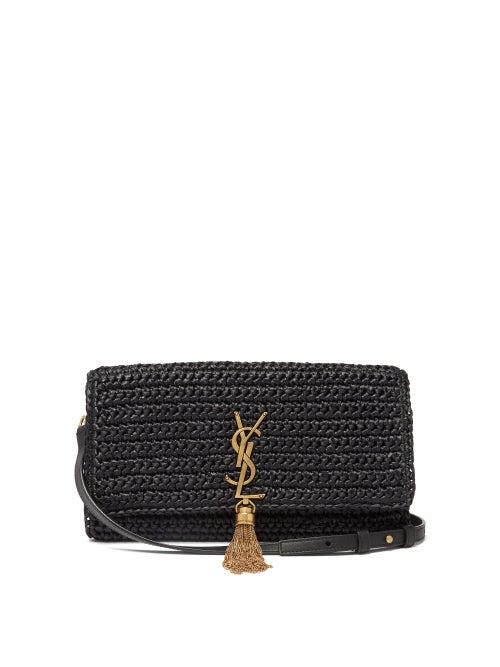 Ladies Bags Saint Laurent - Kate 99 Raffia Shoulder Bag - Womens - Black