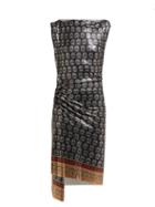 Matchesfashion.com Paco Rabanne - Yucca Print Ruched Chainmail Dress - Womens - Black Multi