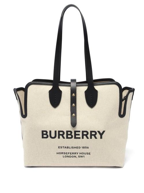Matchesfashion.com Burberry - Horseferry-logo Medium Canvas Tote Bag - Womens - Ivory Multi