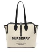 Matchesfashion.com Burberry - Horseferry-logo Medium Canvas Tote Bag - Womens - Ivory Multi