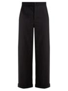 Matchesfashion.com Jw Anderson - Wide Leg Striped Wool Blend Trousers - Womens - Navy