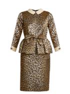 Gucci Bow-embellished Leopard-jacquard Peplum Dress