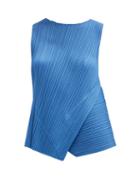 Matchesfashion.com Pleats Please Issey Miyake - Asymmetric Technical-pleated Top - Womens - Blue