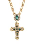 Matchesfashion.com Dolce & Gabbana - Crystal Embellished Cross Necklace - Womens - Gold