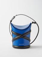 Alexander Mcqueen - The Curve Small Leather Bucket Bag - Womens - Black Blue