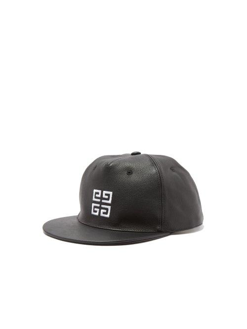 Matchesfashion.com Givenchy - Logo Embroidered Leather Cap - Mens - Black White