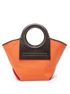 Ladies Bags Hereu - Cala Small Leather And Canvas Shoulder Bag - Womens - Orange Multi