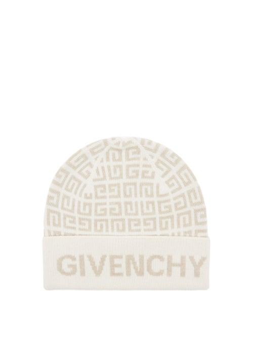 Givenchy - 4g-jacquard Wool-blend Beanie - Womens - Cream Beige