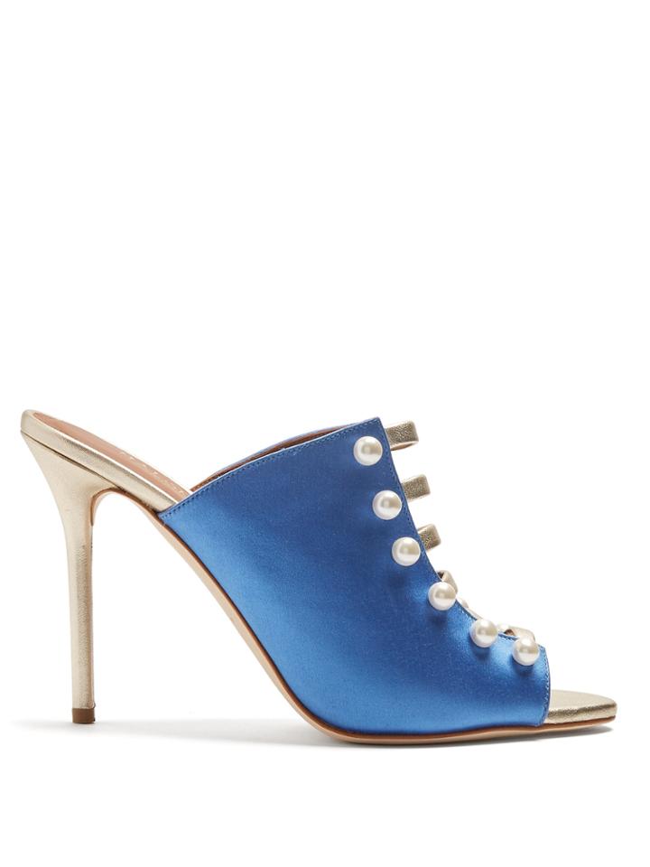 Malone Souliers Zada Faux-pearl-embellished Satin Mules