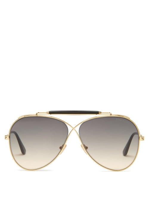 Matchesfashion.com Tom Ford Eyewear - Holden Infinity-aviator Metal Sunglasses - Womens - Gold