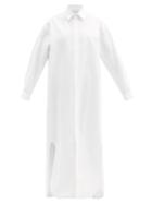 Matchesfashion.com Raey - Long-line Cotton And Silk-blend Shirtdress - Womens - White