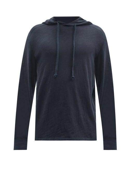 Matchesfashion.com Rag & Bone - Flame Carded Cotton-jersey Hooded Sweatshirt - Mens - Navy