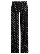 Matchesfashion.com Miu Miu - Cat Print Wide Leg Silk Trousers - Womens - Black Multi