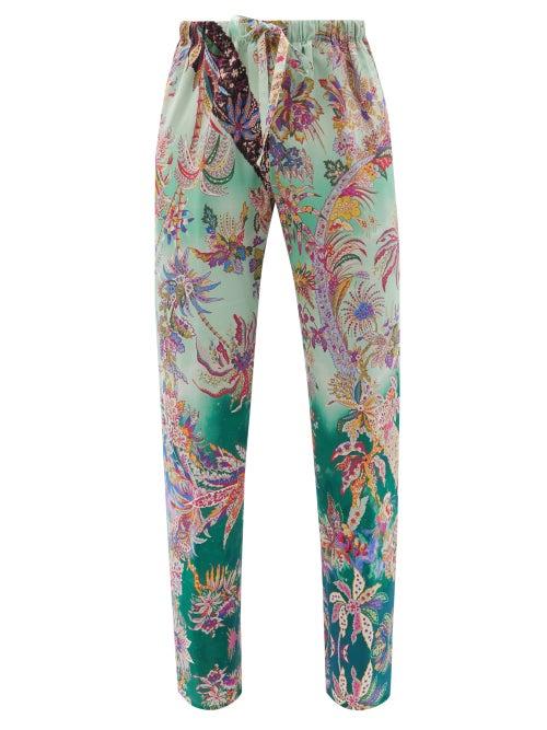 Etro - Paisley-print Silk-crepe Trousers - Mens - Multi