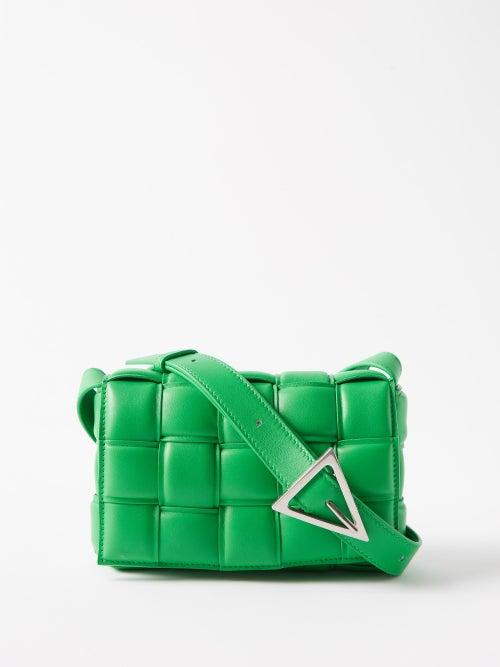 Bottega Veneta - Cassette Intrecciato-leather Small Cross-body Bag - Womens - Green