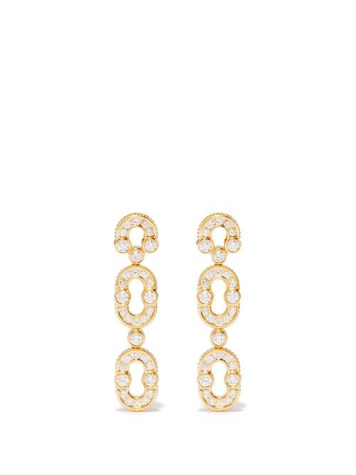 Viltier - Magnetic Duo Diamond & 18kt Gold Earrings - Womens - Yellow Gold