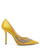 Matchesfashion.com Jimmy Choo - Love Crystal-embellished Satin Pumps - Womens - Yellow