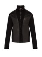 Matchesfashion.com Prada - Leather Panelled Wool Zip Through Sweater - Mens - Black
