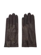 Loewe - Anagram-perforated Leather Gloves - Womens - Black