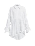 Matchesfashion.com Preen By Thornton Bregazzi - Rafe Smocked Asymmetric Blouse - Womens - White