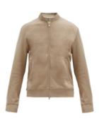 Matchesfashion.com Brunello Cucinelli - Ribbed-edge Cotton-blend Track Jacket - Mens - Beige