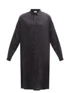 Matchesfashion.com Saint Laurent - Longline Palm Tree-jacquard Silk Shirt - Mens - Black