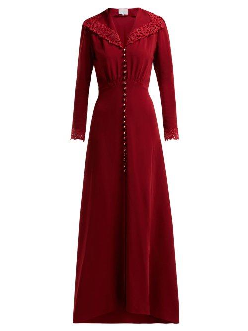 Matchesfashion.com Luisa Beccaria - Lace Embellished Cady Gown - Womens - Red