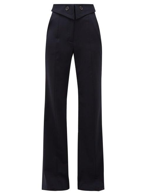Matchesfashion.com Palmer//harding - Fused Tailored Wool Blend Trousers - Womens - Navy