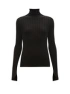 Petar Petrov - Tavi High-neck Ribbed-knit Silk Sweater - Womens - Black