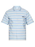 Matchesfashion.com Prada - Striped Short Sleeved Cotton Shirt - Mens - Blue Multi