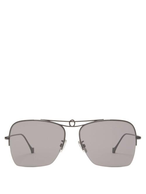 Matchesfashion.com Loewe - Knot Aviator Metal Sunglasses - Mens - Black
