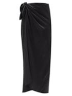 Matchesfashion.com Balenciaga - Side-tie Silk Wrap Midi Skirt - Womens - Black