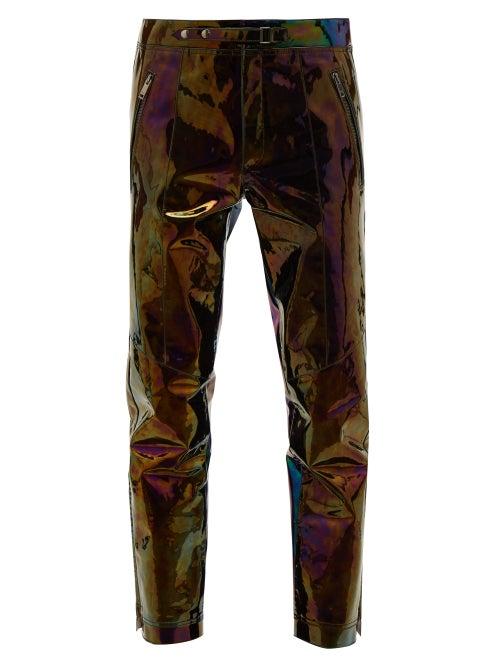 Matchesfashion.com Givenchy - Iridescent Leather Straight Leg Trousers - Mens - Black
