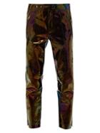 Matchesfashion.com Givenchy - Iridescent Leather Straight Leg Trousers - Mens - Black