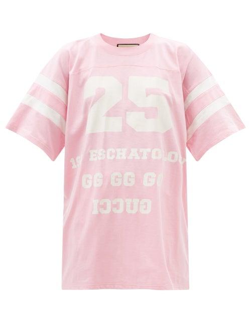 Ladies Rtw Gucci - Logo-print Cotton-jersey T-shirt Dress - Womens - Pink