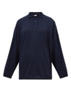 Matchesfashion.com Loewe - Oversized Spread-collar Wool Sweater - Womens - Navy
