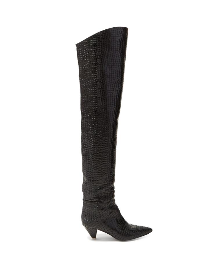 Attico Crocodile-effect Leather Over-the-knee Boots