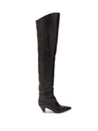 Attico Crocodile-effect Leather Over-the-knee Boots