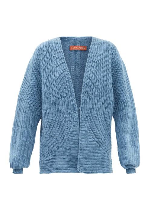 Altuzarra - Arktos Drop-shoulder Ribbed Merino-blend Cardigan - Womens - Blue