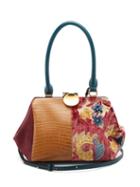 Matchesfashion.com Marni - Tapestry Patchwork Leather And Suede Bag - Womens - Burgundy Multi