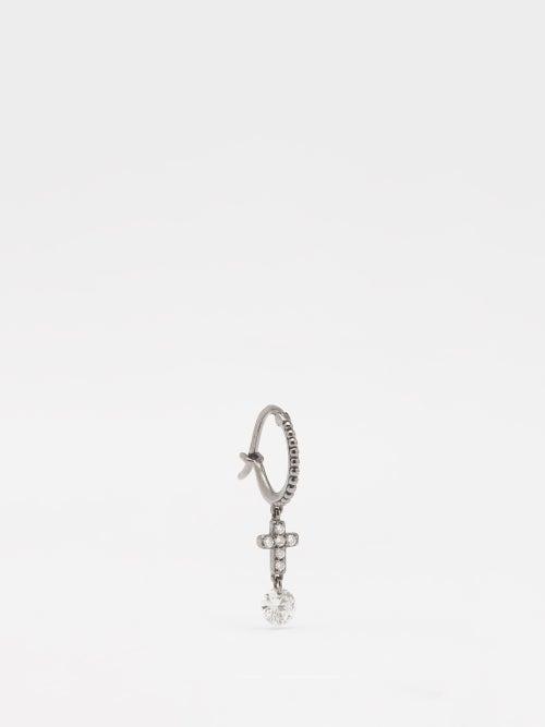 Raphaele Canot - Set Free Diamond & 18kt Black Gold Single Earring - Womens - Black Multi
