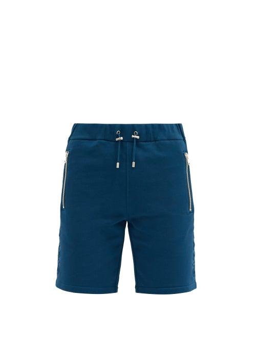 Matchesfashion.com Balmain - Logo-embossed Cotton Shorts - Mens - Navy