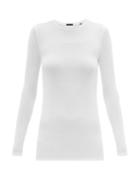 Matchesfashion.com Atm - Ribbed Long Sleeved Micromodal T Shirt - Womens - White