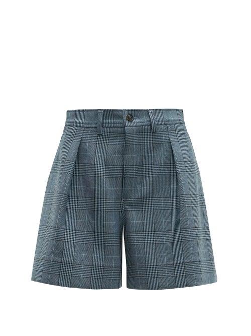 Matchesfashion.com Ganni - Prince Of Wales Tailored Shorts - Womens - Grey